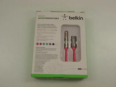 BELKIN AV10129QE04 MIXIT 1.2M AUX AUDIO EXTENSION CABLE PURPLE PINK - Image 1 of 4