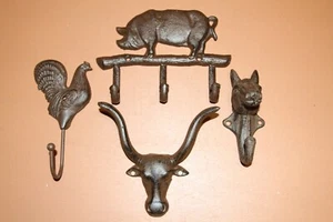 Rustic Farm Animals Bath Towel Hooks, - Barnyard 4 items - Picture 1 of 7