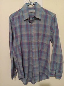 Vintage Andhurst Mens Medium Blue Plaid Long Sleeve Button Up Shirt - Picture 1 of 4