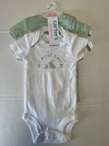 Just One You Carter's Bodysuit Newborn "My First Easter" 2 Pk green white bunny - Picture 1 of 2