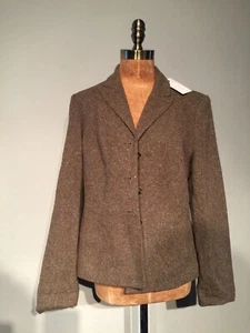 'NINE WEST ' Wool / Silk Blend Brown Tweed Jacket 37" B UK 12 - Picture 1 of 10