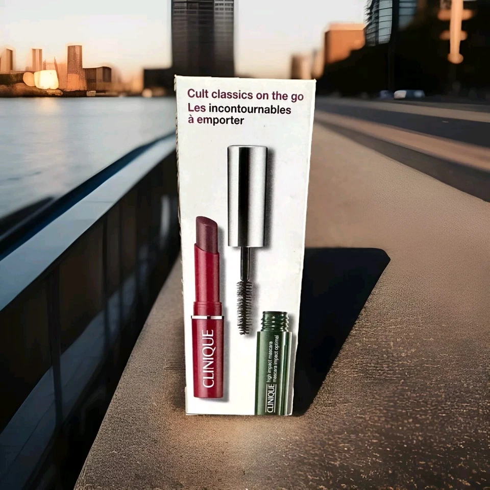 CLINIQUE CULT CLASSICS On The Go 2 PC. SET Black Honey LIP & High Impact MASCARA