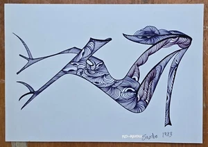 Sascha Brastoff Origina Drawingl Ink Pen Abstract Surreal Modernist Vintage - Picture 1 of 9