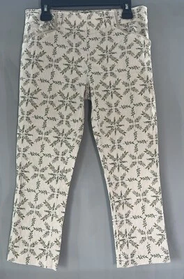 Anthropologie Cartonnier Charlie Trousers Tan Cream Floral Ankle Pants Size 4 - Image 1 of 4