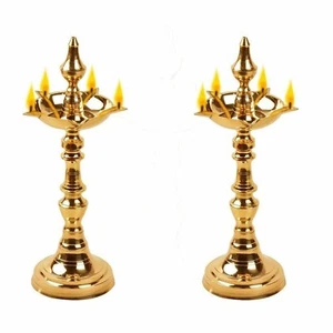 Olio Ottone Diya, Lampada per Tempio Festival Regali Casa Puja Articoli Decorazione Set di 2 - Foto 1 di 4
