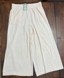 Neu mit Etikett H&M Damenhose elfenbeinfarben weites Bein zum Überziehen 100 % Viskose Größe Large - Bild 1 von 4
