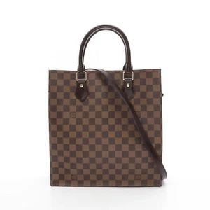 LOUIS VUITTON Sac Plat PM 2way Tote Bag N41226 Damier canvas Ebene Used Women LV - Picture 1 of 11