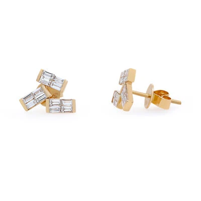Rachel Koen 0.83Cttw Baguette Cut Diamond Stud Earrings 18K Yellow Gold - Image 1 of 4