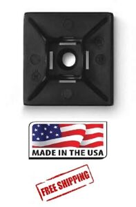 (25) ADHESIVE CABLE TIE MOUNT CLIP 1 INCH BLACK ZIP TIE HOLDER WALL INSTALL USA
