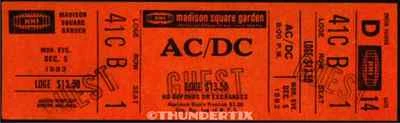5 1982 -88  AC/DC VINTAGE UNUSED FULL CONCERT TICKETS AUSTRALIAN ROCK reprint - Image 1 of 4