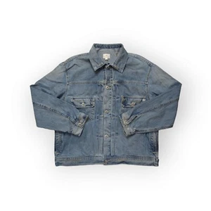 AG Adriano Goldschmied Cassie Denim Distressed Blue Jean Jacket Womens Large - Picture 1 of 10