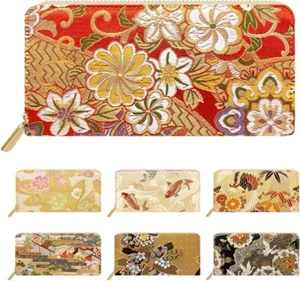 [leo aoi] Long Wallet Women s Nishijin Ori Round Zipper Gold Brocade Wallet - Bild 1 von 14