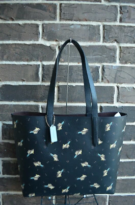 Bolso de Mano Coach Highline Musical Penguins Cuero Negro Dorado Nuevo con Etiquetas Foto 1 de 4