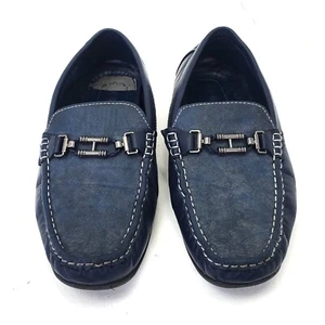Scarpe da guida Mecca uomo blu mocassini punta di cavallo fibbia pelle ME-9018 10,5 - Foto 1 di 7