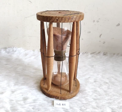 19c Vintage Wooden Sand Timer Hourglass Sandglass Clock Decor Collectible GS85 - Image 1 of 4
