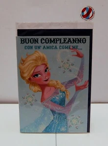 BIGLIETTO cartoncino AUGURI FROZEN COMPLEANNO FEMMINUCCIA - Picture 1 of 2