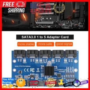SATA Expansion Card 1 to 5 Port SATA3.0 Motherboard 6Gbps Riser Card Hub Adapter - Afbeelding 1 van 8