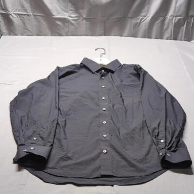 Lorenzo Uomo Mens Black Casual Button Down Shirt Stretch Performance Trim Sz 18 - Image 1 of 4