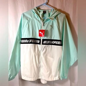 PUMA Lightweight Windbreaker Jacket Hood Full Zip Colorblock Performance Small - Picture 1 of 7
