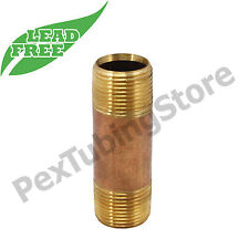 Brass NPT Threaded Pipe Nipple. Lead-Free. Sizes 1/4", 1/2", 3/4", 1", up to 2".