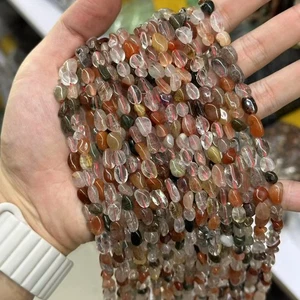 6x8 mm Natürliche Unregelmäßige Glatte Nugget Bunt Phantom Rutilquarz Perlen - Bild 1 von 4