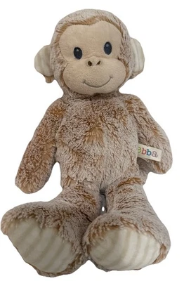 Aurora Baby Tan Stripe Monkey Plush Stuffed Animal Stripe Ears Feet Soft Lovey  - image 1 of 4