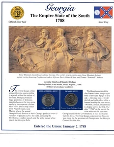 1999 Georgia P&D Postal Commemorative Society Statehood Quarters & Stamps - Picture 1 of 2