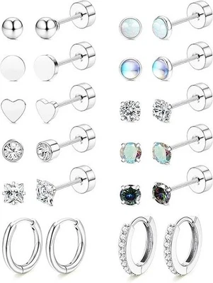 Hypoallergenic Surgical Steel Earrings for Sensitive Ears-20G Flat Back Earrings - Image 1 of 4