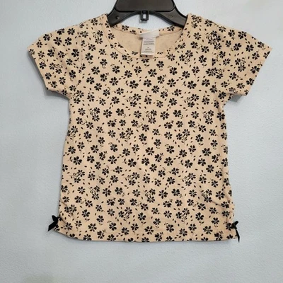 Camiseta Nicole Miller Niñas Tostada Negra Floral Manga Corta Cinta Lateral 6X Neutra Foto 1 de 4