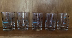 5 VTG Libbey Glass Atomic Fish Whiskey Lowball Rocks Juice Glasses MCM 3.5” Tall - Picture 1 of 9