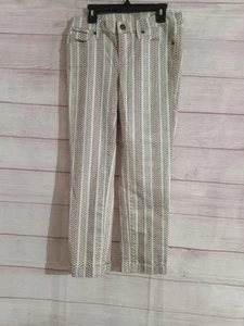 Ann Taylor Loft Modern Cuffed Crop Women's Size 0/25 Chevron Tapered Leg Pants - Picture 1 of 4