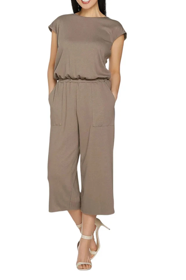 Lisa Rinna Collection Women's Culotte Jumpsuit Taupe - Image 1 of 1