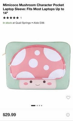 Funda de bolsillo para computadora portátil Mimicoco Mushroom Character: se adapta a la mayoría de las computadoras portátiles de hasta 14" Foto 1 de 4