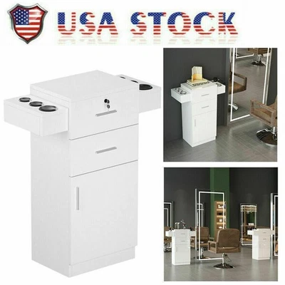 Gabinete de almacenamiento para estación de estilo con soporte para electrodomésticos, cajón para spa barbería Foto 1 de 4