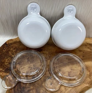 Corning Ware “Grab It” Bowls P-150-B  White Pyrex Lids P-150-C GlassLot of 2 - Picture 1 of 9