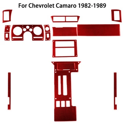 15Pcs Red Carbon Fiber Full Interior Dash Trim Kits For Chevrolet Camaro 1982-89 - Image 1 of 4