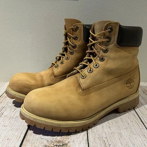 Timberland 6 Inch Premium Boots Wheat Nubuck Size 9W Made in USA Vintage 72066 - Picture 1 of 24