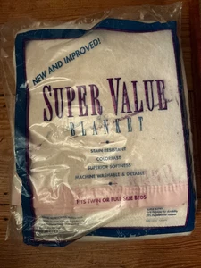 Coperta PolYester Vintage Super Valore Legatura Nylon Doppia Full Rosa Chiaro USA - Foto 1 di 4