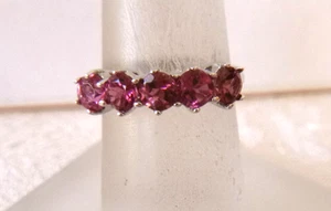 Vintage 14K White Gold 5-Stone Pink Tourmaline Anniversary Ring 2.1gr Size 5 - Picture 1 of 5