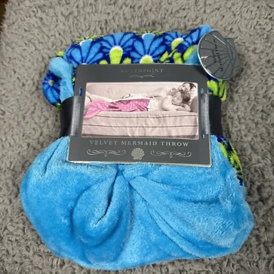 Northpoint Blue Soft Velvet Mermaid Climb In Throw For Kids- NWT 841278184517 - Imagem 1 de 2