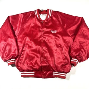 Vintage 1990’s Becks Beer Red Satin Jacket Hartwell Made In USA Size XL - Picture 1 of 11