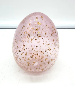 Blown Art Glass Hollow Easter Egg Pink w/Gold Flecks Spring Easter Decor - Bild 1 von 4