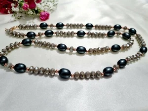 Turkish Jewellery Necklace, A Nice Blend of Pearls of Majorca & Brown Crystals - Picture 1 of 5