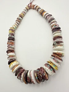 Purple Orange Spiny Oyster & Crushed Turquoise Bead Strand Rough Rondelles Grad. - Picture 1 of 6