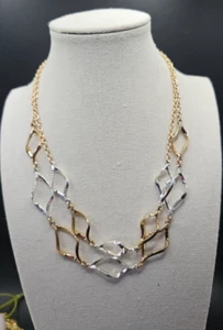 SWAROVSKI Two Silver Gold Tone Crystal Necklace Rhinestone Double Strand - Picture 1 of 10