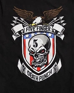 NWT SMALL Five Finger Death Punch Shirt Flag Eagle Shield Skull Military BLACK 5 - Picture 1 of 3