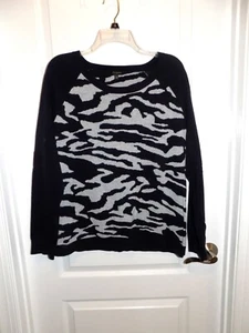 TALBOTS Blue & Gray Zebra Striped Cotton Sweater XL Excellent Cond Lilly P - Picture 1 of 3