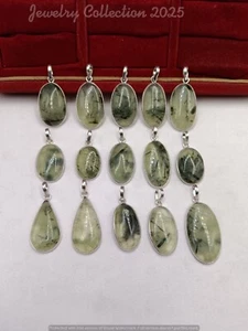 Wonderful Prehnite Gemstone 5PCS Pendants Lot 925 Silver Plated Fashion Jewelry - Picture 1 of 8