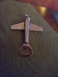 Vintage Stainless Airplane Beer Soda Bottle Opener, Propeller Turns, Barware - Picture 1 of 3