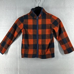 OshKosh Kids Fleece Plaid Jacket 6 Red Full Zip Thermal Layer Long Sleeve - Picture 1 of 15
